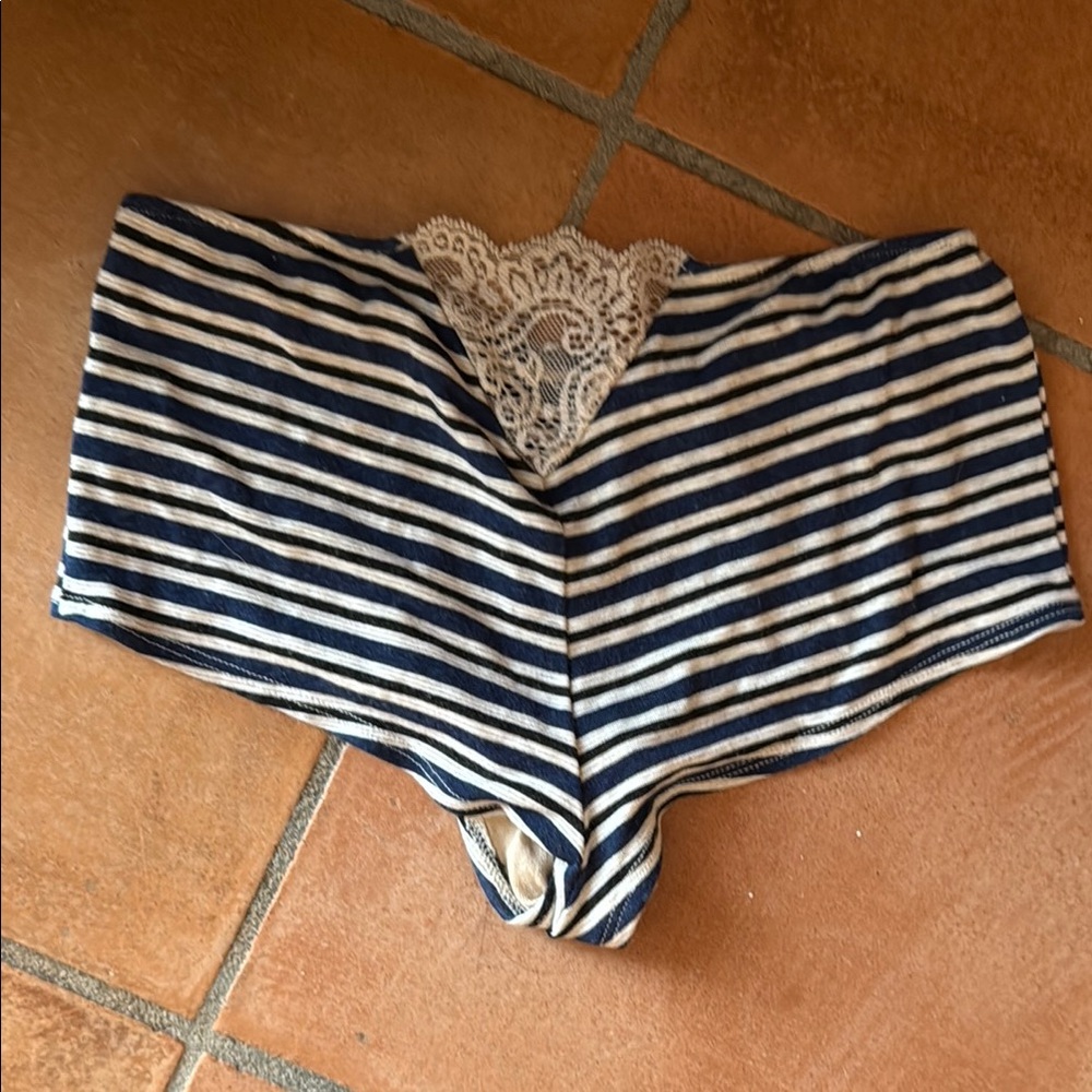 Only Hearts Blue and Cream Lace Trim Panties